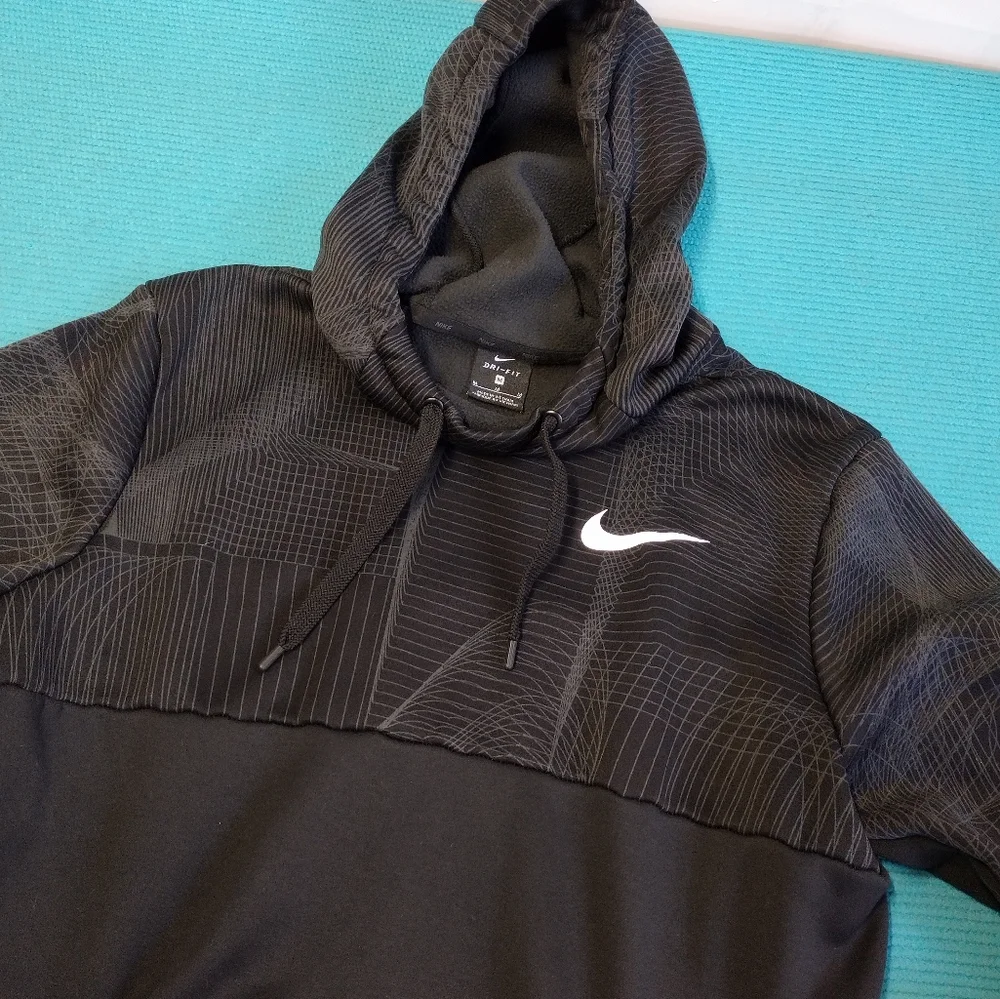 Nike Dri-Fit Men's Hoodie Pullover Sweatshirt Fleece Lined Black Size M